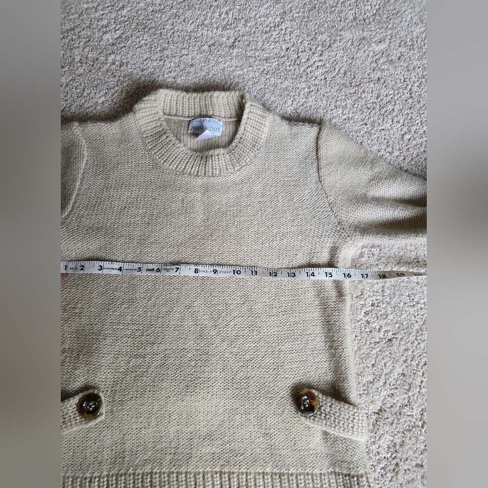 Vintage Montaldo's Wool Blend Beige Womens Knit Sweater Small Made In Italy - Picture 3 of 8